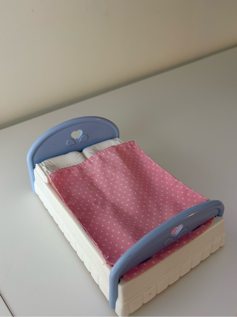 Fisher-Price Pink Polka Dot Doll Bed with Light Blue Headboard